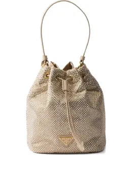 Prada crystal-embellished drawstring bucket bag 31067180