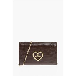 Сумка LOVE из искусственной кожи с эффектом крокодила и золотой цепочкой Moschino, коричневый 0017622729 | brown