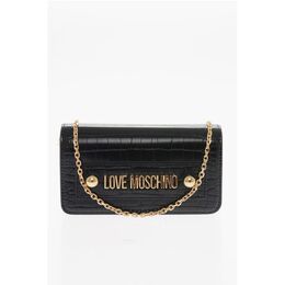 Сумка LOVE из искусственной кожи с эффектом крокодила и золотым декором Moschino, черный 0017623681 | black