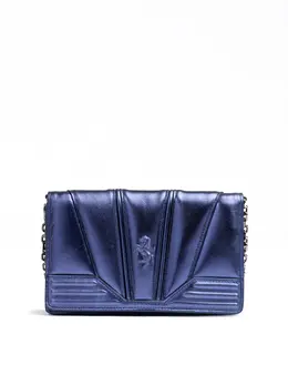 Ferrari Metal blue GT patent leather bag with chain fe8056121179073