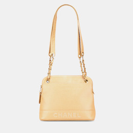 Chanel Yellow Caviar Logo Chain Shoulder Bag 1191835