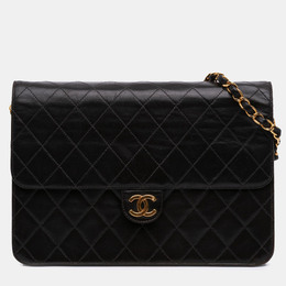 Chanel Black Medium CC Quilted Lambskin Half Single Flap Bag 1191772