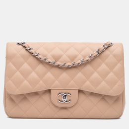 Chanel Beige Jumbo Classic Caviar Double Flap Bag 1191280