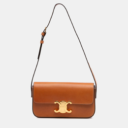 Celine Brown Shiny Calfskin Claude Shoulder Bag 1191343