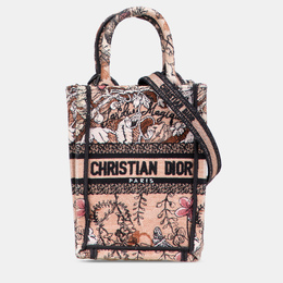 Christian Dior Pink Mini Embroidered Canvas Jardin Magique Vertical Book Tote 1191275