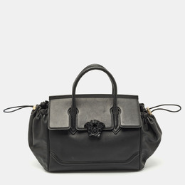 Versace Black Leather Drawstring Empire Palazzo Tote 1190986