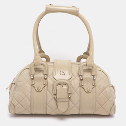 Burberry Beige Quilted Nylon and Patent Leather Manor Satchel 1190738