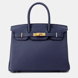 Hermes Birkin 30 Blue Navy Togo Leather Tote Bag 1190395