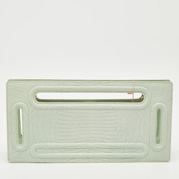 Cult Gaia Mint Green Lizard Embossed Leather Elora Clutch 1189731