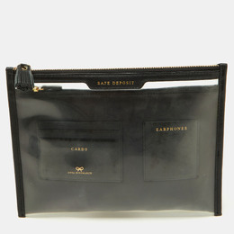 Anya Hindmarch Transparent/Black Pvc and Leather Clutch 1190489