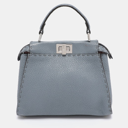 Fendi Blue Selleria Leather Mini Peekaboo Top Handle Bag 1189861