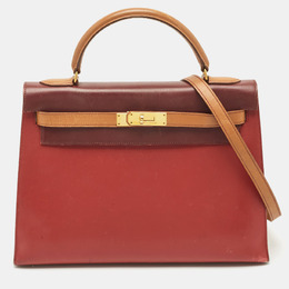 Hermes Rouge H/Rouge Vif/Naturel Box Leather Gold Finish Kelly Sellier 32 Bag 1190469