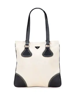 Prada 2013-2025 Vitello Trimmed Canvas Canapa tote bag 31556596
