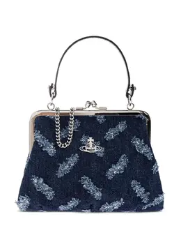 Vivienne Westwood Orb-pattern frayed denim tote bag 31168085