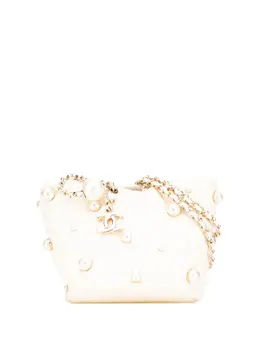 Chanel 2021 Mini Quilted Lambskin About Pearls Drawstring bucket bag 31535601