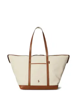 Polo Ralph Lauren Bellport leather-trimmed canvas tote bag 30857270
