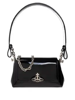 Vivienne Westwood orb-embellished patent leather shoulder bag 31168226