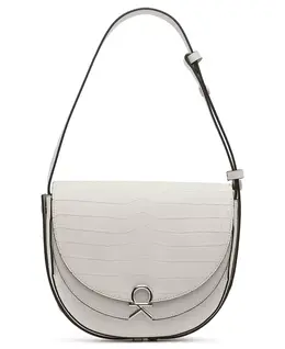 Кожаная сумка-кроссбоди Crisell Soft Croco Saddle Calvin Klein, серый 21212446 | beach pebble