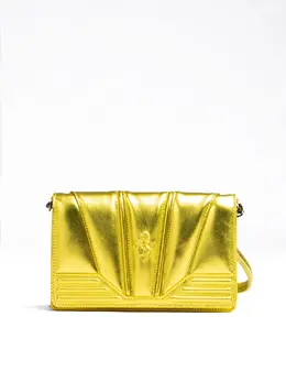 Ferrari Metal Yellow GT patent leather bag with chain fe8056121179042