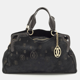 Cartier Black Calf Hair and Snakeskin Leather Large Marcello de Cartier Bag 1191156