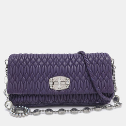Miu Miu Purple Matelasse Leather Crystal Embellished Shoulder Bag 1190089