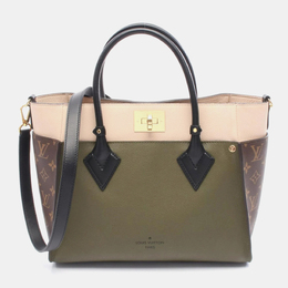 Louis Vuitton On My Side MM Khaki Ivory Monogram Canvas Tote Bag 1192045