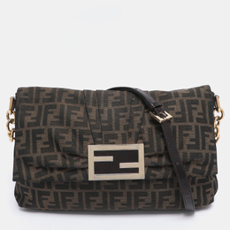 Fendi Tobacco Zucca Canvas Large Flap Shoulder Bag 1187975