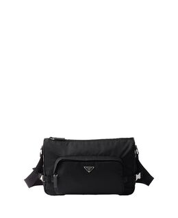 Большая плечевая сумка из Re-Nylon и кожи Saffiano Prada, черный 5624233 | black