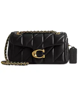 Сумка через плечо из стеганой кожи Tabby 20 с цепочкой Coach, черный 16570214 | brass/black