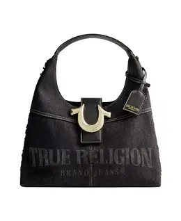 Сумка-хобо из потертого денима True Religion, черный 18513591 | black