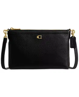 Изящная сумка-кроссбоди Legacy Zip Top Small из кожи Pebble Coach, коричневый 19299719 | brass/maple