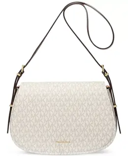 Лидия Сумка-мессенджер с клапаном и монограммой Small Michael Kors, белый 21067163 | vanilla/acorn