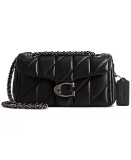 Стеганая кожаная мини-сумка Tabby Shoulder Bag 20 с цепочкой Coach, белый 18241388 | brass/chalk