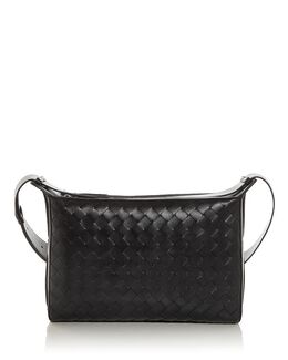 Плечевая сумка из кожи Intrecciato Bottega Veneta, черный 5547282 | nero