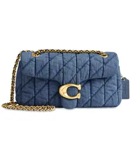 Маленькая стеганая джинсовая сумка через плечо Small Tabby 26 Coach, синий 17994209 | brass/indigo
