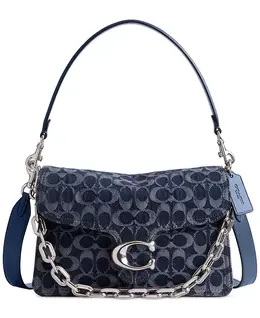 Сумка через плечо Small Chain Tabby из фирменного денима Coach, синий 21325376 | silver/deep blue multi