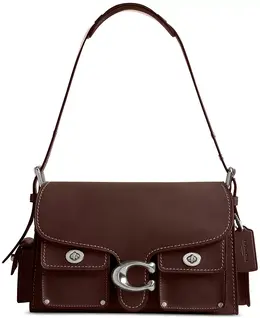 Грузовая кожаная сумка через плечо Soft Western Tabby с поворотным замком Coach, коричневый 18074559 | silver/maple