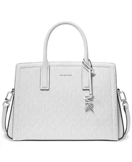 Лайла Средняя Кожаная Сумка Через Плечо Michael Kors, белый 21286349 | optic white/allum