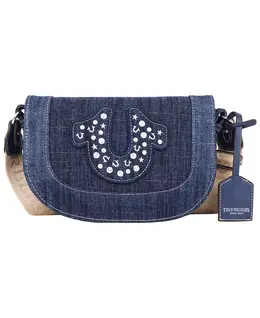 Сумка-клатч из денима с декоративными шипами и подвеской в виде подковы True Religion, синий 23123647 | dark denim