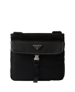 Плечевая сумка из переработанного нейлона и кожи Saffiano Prada, черный 5594439 | black