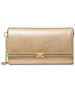 Мона Восток-Запад большая кожаная клатч Michael Kors, золотой 17072738 | pale gold