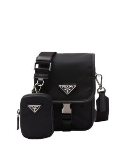 Плечевая сумка из переработанного нейлона и кожи Saffiano Prada, черный 5595435 | black