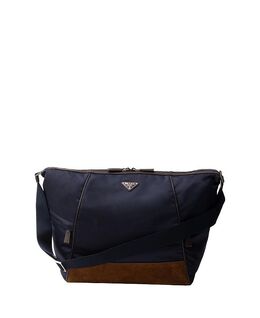 Плечевая сумка из переработанного нейлона и кожи Prada, синий 5595431 | blue