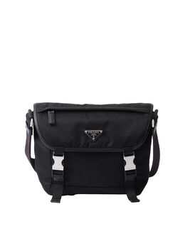 Плечевая сумка из переработанного нейлона и кожи Saffiano Prada, черный 5595549 | black