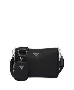 Плечевая сумка из переработанного нейлона и кожи Saffiano Prada, черный 5595432 | black