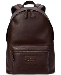 Мужской кожаный рюкзак Pebbled Leather с текстурой «пеббл» Polo Ralph Lauren, коричневый 19363987 | dark brown