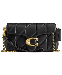 Стеганый кожаный клатч Tabby с цепочкой на запястье Coach, черный 16570308 | brass/black