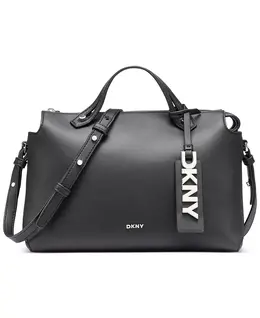 Сумка-сатчел Louisa с маленьким логотипом и шармом DKNY, черный 21998898 | black/silver