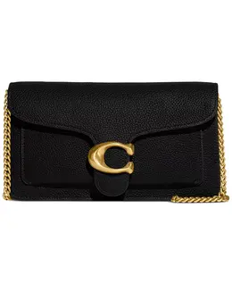 Кожаный клатч Tabby Chain с цепочкой цвета полированного камня Coach, черный 15087532 | brass/black