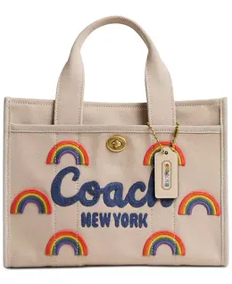 Грузовая сумка-тоут 26 с радугой Coach, коричневый 21464222 | brass/dark natural